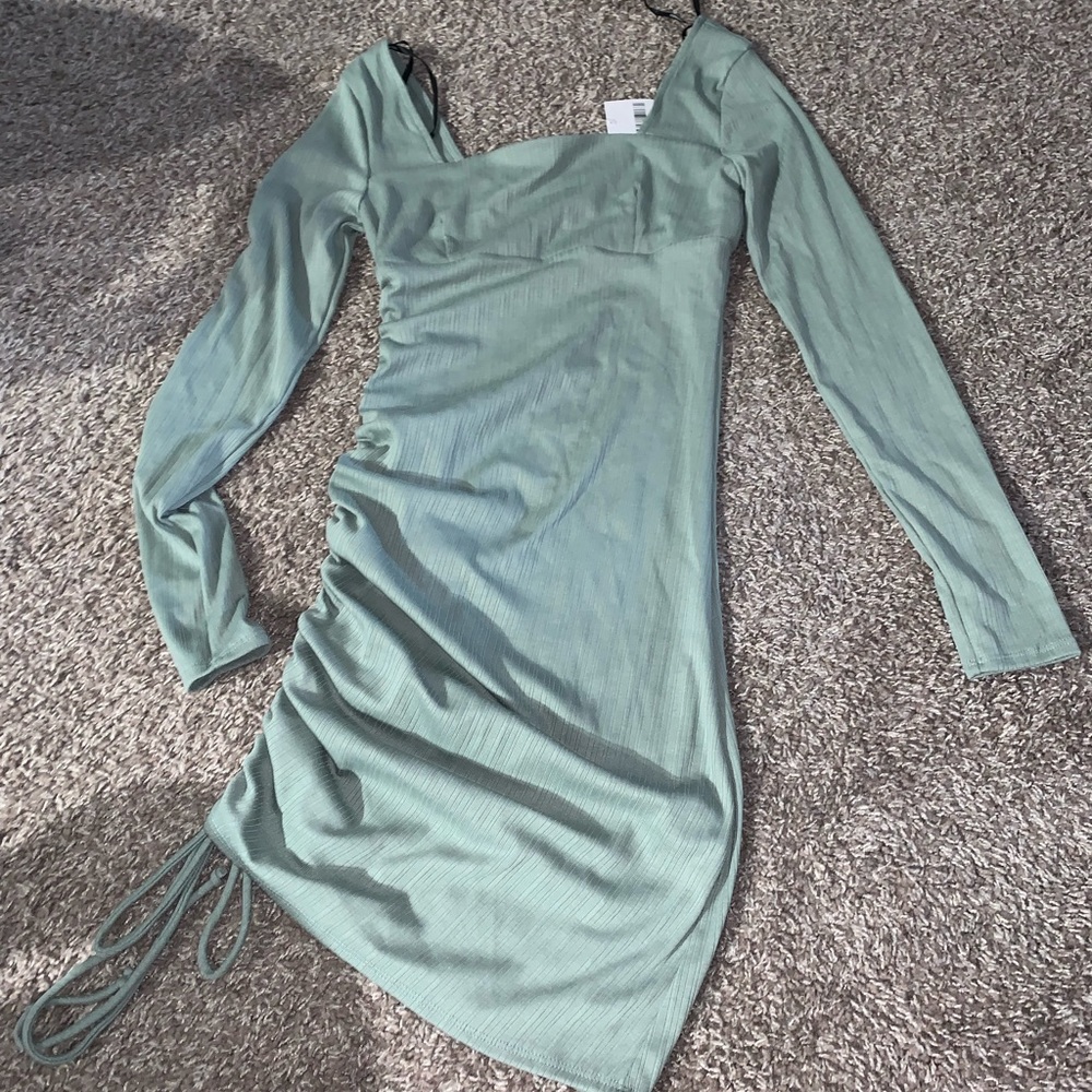 Sage green long sleeve dress